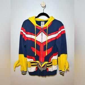 MY HERO ACADEMIA FUNIMATION ALL MIGHT COSPLAY FULL ZIP HOODIE. SIZE SMALL